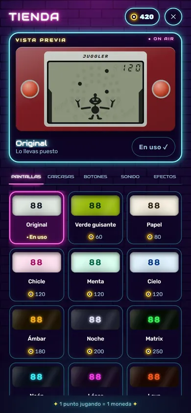 Captura de la app: la tienda, con la vista previa de una pantalla de color