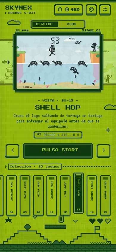 Estilo Consola verde: menú principal