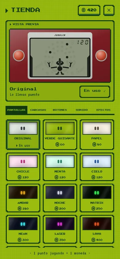 Estilo Consola verde: la tienda