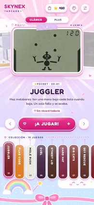Menú de la app con el estilo Anime pastel