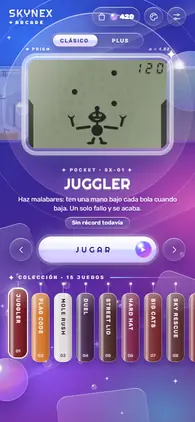 Menú de la app con el estilo Cristal