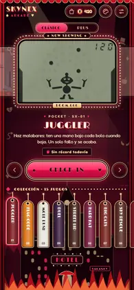 Menú de la app con el estilo Hotel infernal