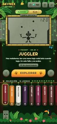 Menú de la app con el estilo Selva